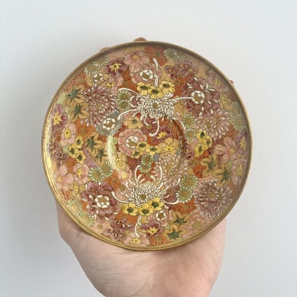 Handmade Other - Antique Japanese Meiji period small dish in fine porcelain Floral Jewelry Dish